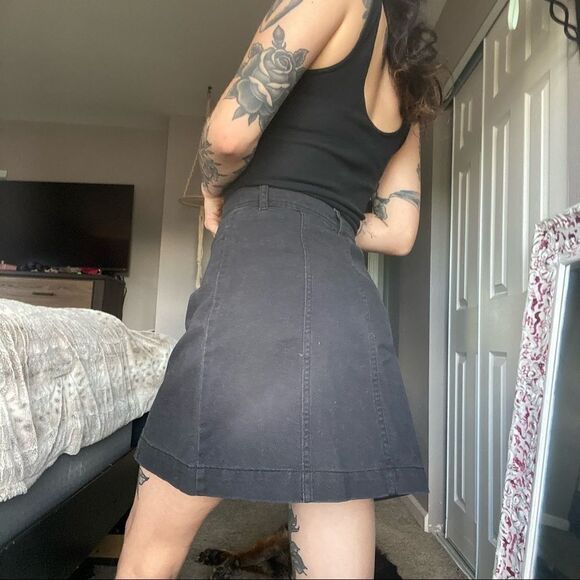 Black Button Down Skirt (2) Divided - Picture 3 of 7